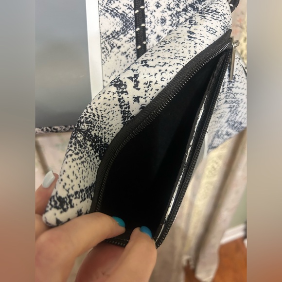 Parker & Hyde Silver Python and Grey Neoprene Stripe Tote - Picture 5 of 13